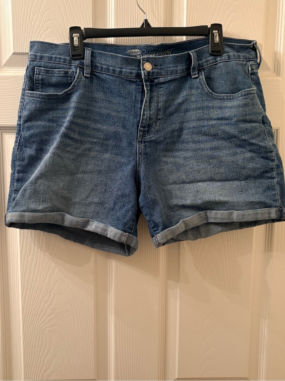 Old Navy Sweetheart Size 14 High Rise Denim Shorts 5” Cuffed Stretch